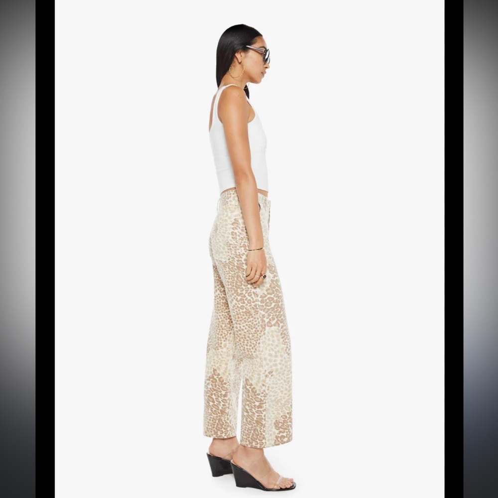 MOTHER Beige Leopard Print Wide-Leg Jeans - Picture 5 of 11